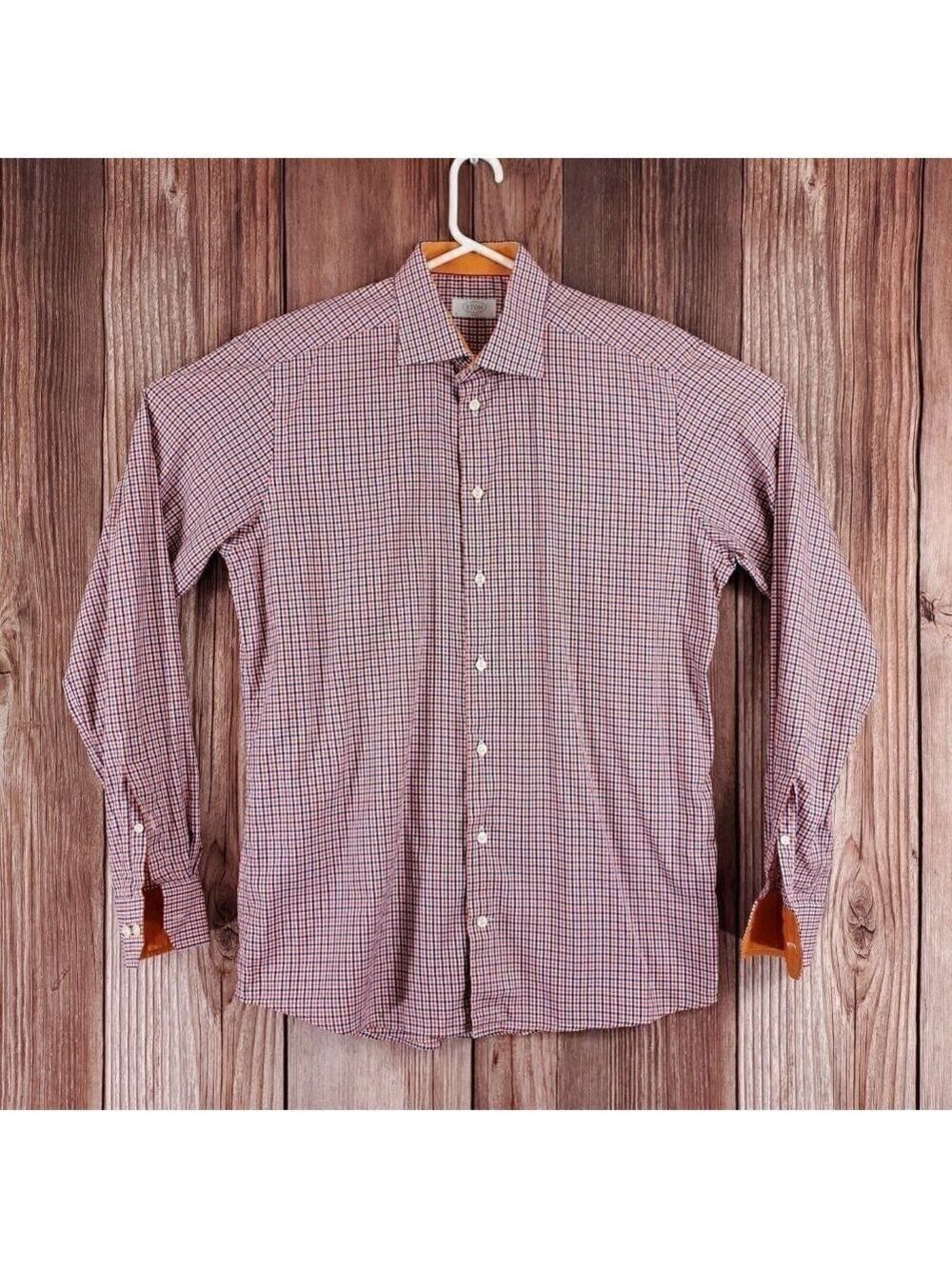 Eton Slim Fit Mens Size 43/17 Button Up Multicolor Check Long Sleeve Dress Shirt